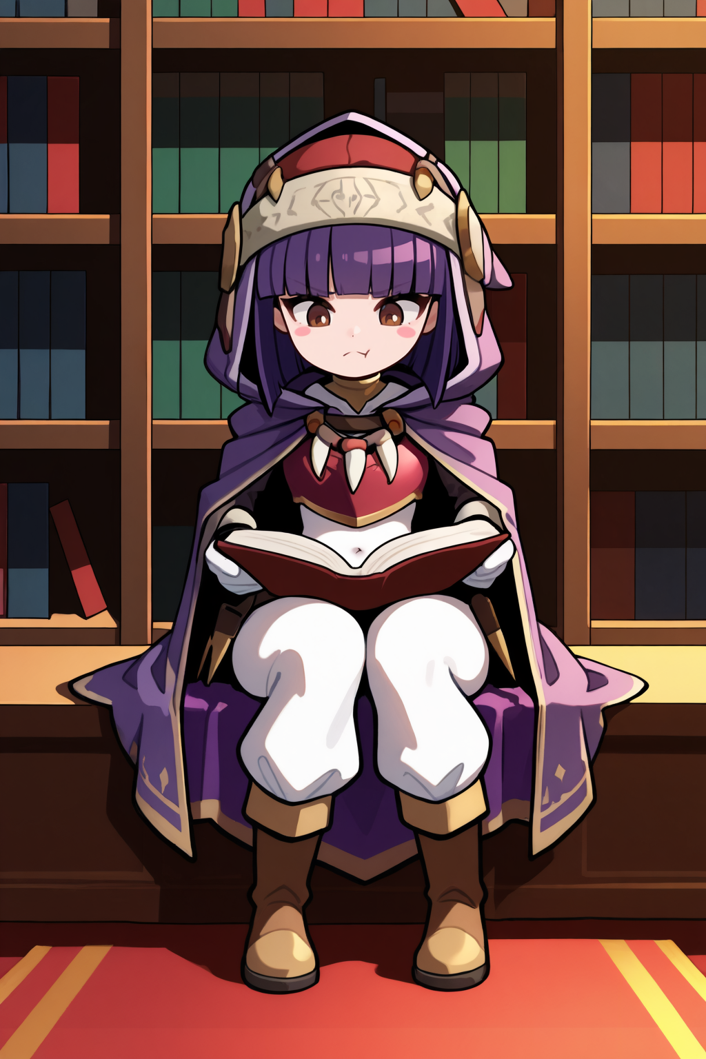 47690-4221371833-_lora_BeatrixIL_0.8_ , bdef, 1girl, purple hair, short hair, blunt bangs, blunt ends, brown eyes, hood, hood up, hooded cloak, p.png